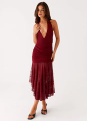 Burnout Midi Dress - Maroon