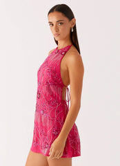 Leo Beaded Mini Dress - Fuchsia