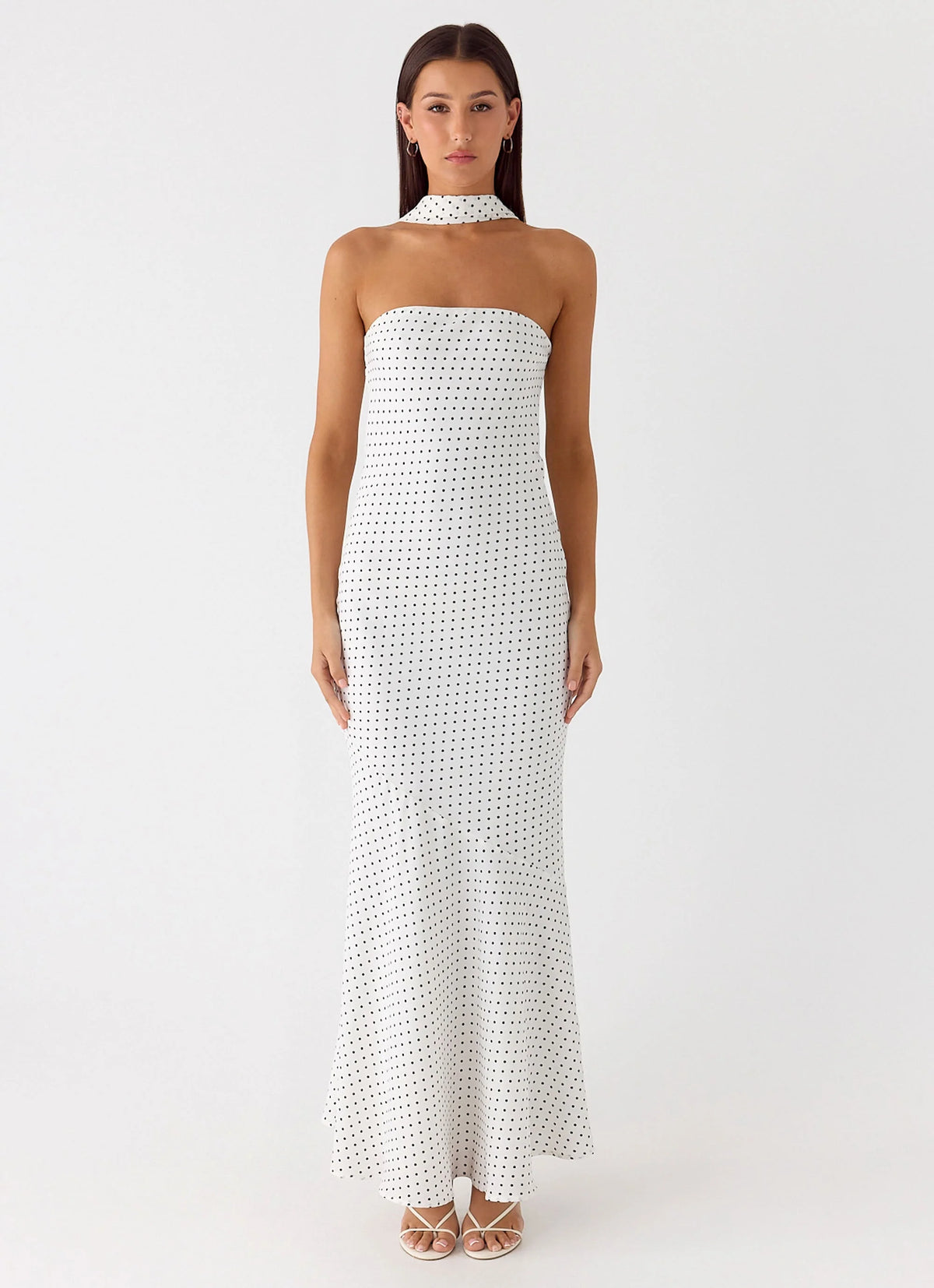 Under The Pagoda Maxi Dress - White Polkadot