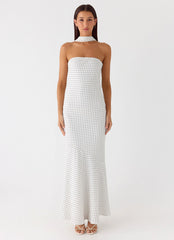 Under The Pagoda Maxi Dress - White Polkadot