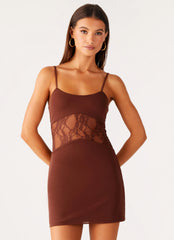 Jordanna Lace Mini Dress - Chocolate
