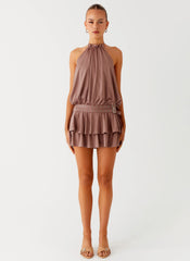 Dopamine Belt Mini Dress - Taupe