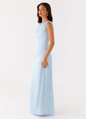 Heart Of Glass Satin Maxi Dress - Blue