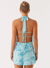 Cinzia Beaded Mini Dress - Blue