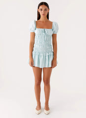 Yolene Mini Dress - Green Gingham