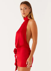 Birdie Halterneck Mini Dress - Red