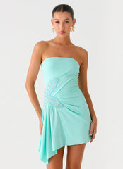 Ocean Dream Strapless Mini Dress - Turquoise