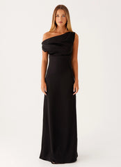 Heart Of Glass Satin Maxi Dress - Black