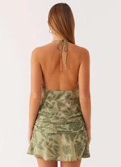 Cyna Cowl Mini Dress - Jade Fern